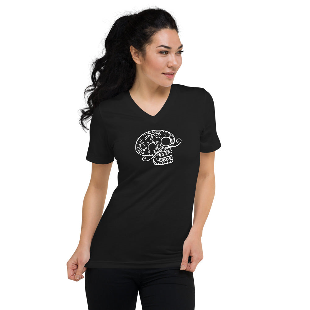 Sugarskull - Unisex Short Sleeve Black V-Neck