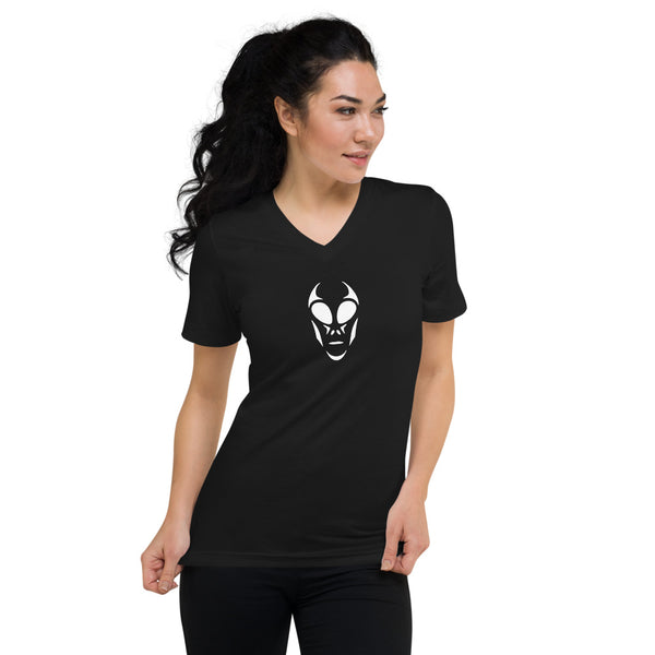 Alien Head - Black Unisex Short Sleeve V-Neck