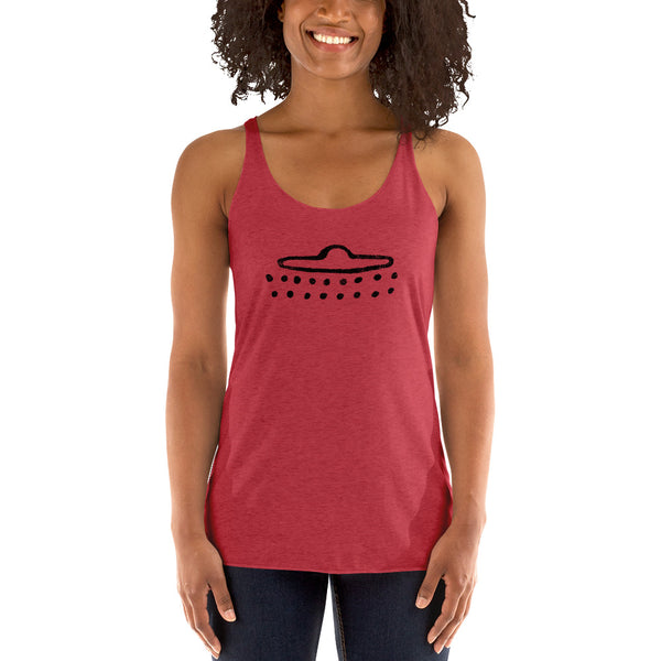 UFO Cave Drawing - Women's Racerback Tank